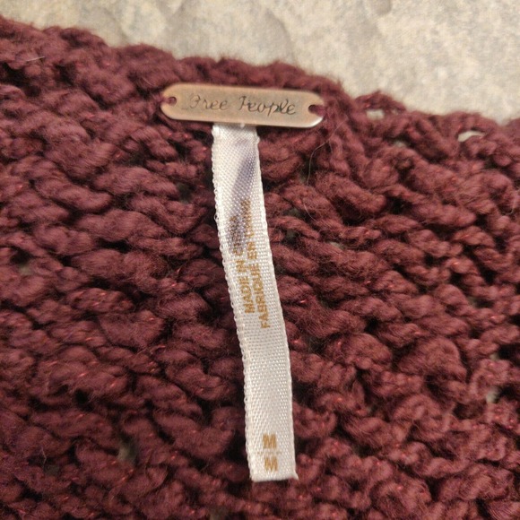 Free People Women's Boho Sweater Purple Size M Long Sleeve Chunky Knit - Picture 3 of 6